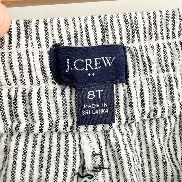 J Crew Striped Linen Blend Drawstring Gray and White Striped Pants Size 8T KD - Picture 3 of 3